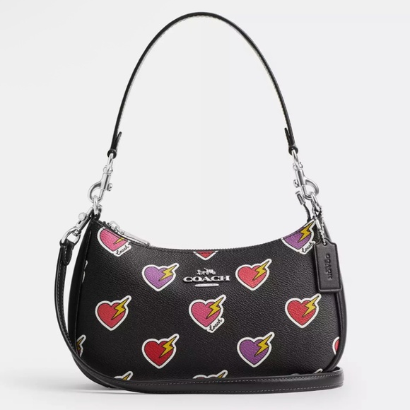 Coach Handbags - Coach NWT Black Shoulder Bag with Heart Design